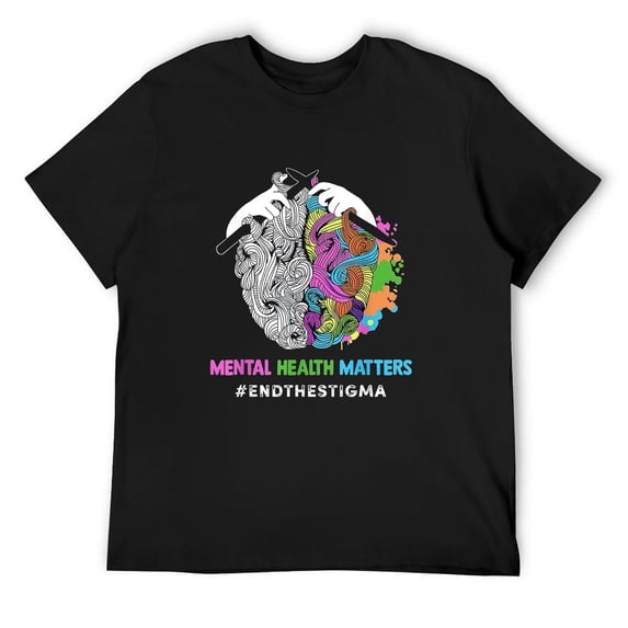 Mens End The Stigma Mental Health Matters Mental Awareness Gift T-Shirt Black 2X-Large