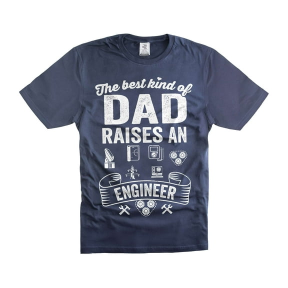 Mens Engineer T-shirt Engineer Dad Shirt Father's Day Engineer Shirt Dad Raises An Engineer Shirt (X-Large Navy Blue)