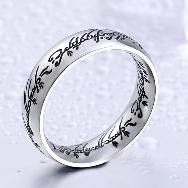 Mens Engraved 24K Gold Plated Stainless Steel Titanium Ring Durable ...