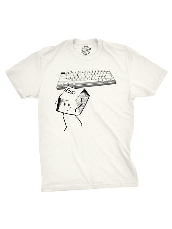 Mens Escape Key T Shirt Funny Nerdy Computer Keyboard Tee for Guys Graphic Tees