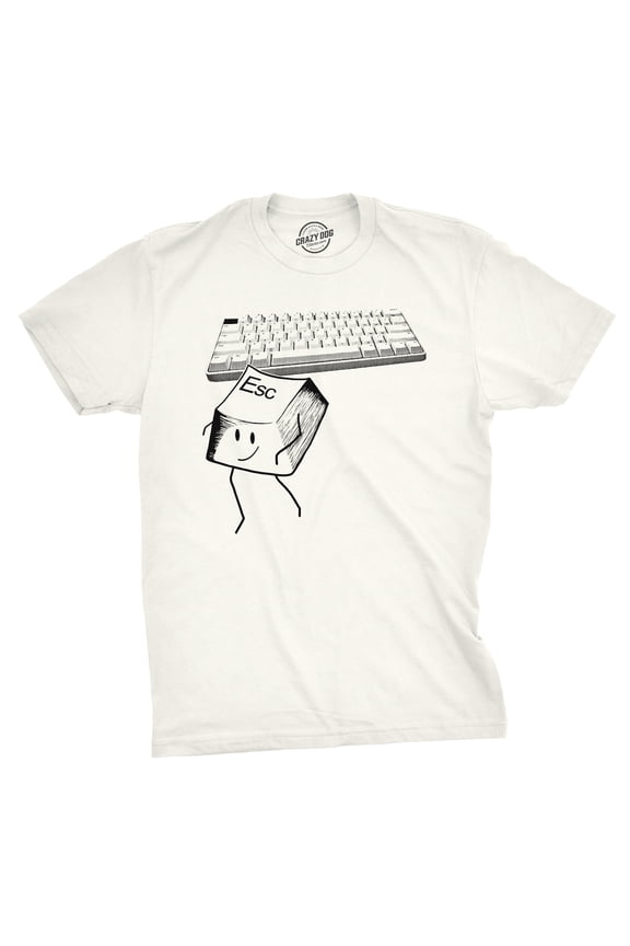 Mens Escape Key T Shirt Funny Nerdy Computer Keyboard Tee for Guys Graphic Tees