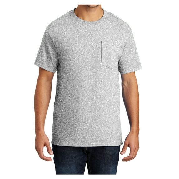 Mens Essential Cotton/Polyester T Shirt with Pocket Ash 2XL