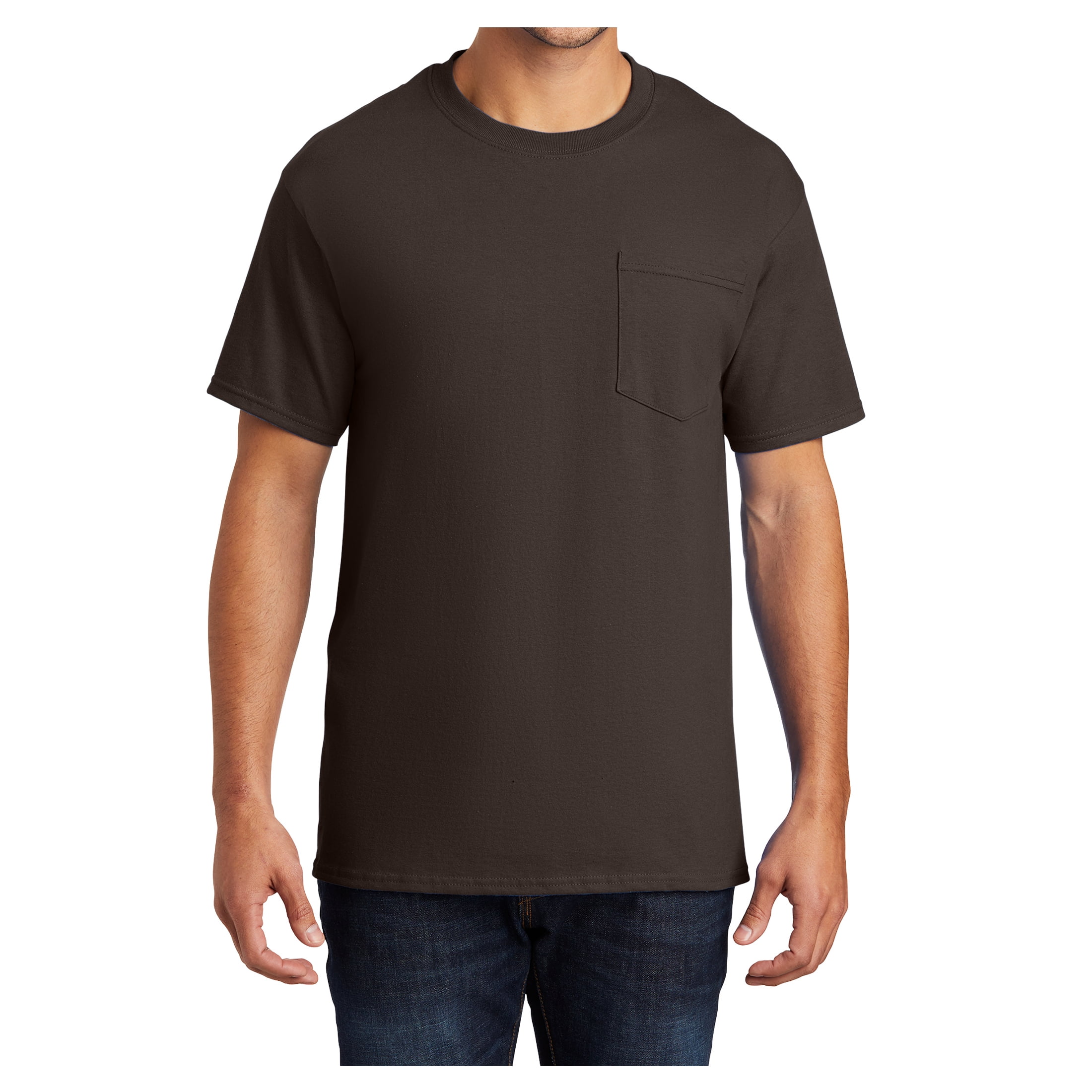 Mens Essential Cotton T Shirt with Pocket Brown 4XL - Walmart.com