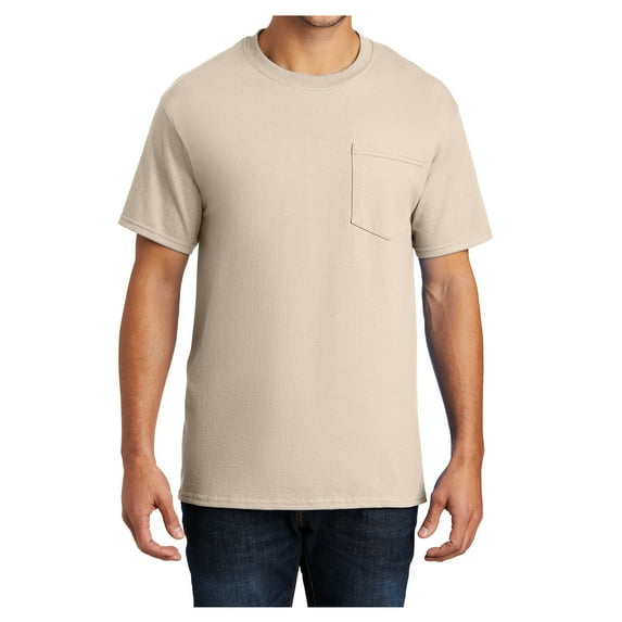 Mens Essential Cotton T Shirt with Pocket Natural 2XL