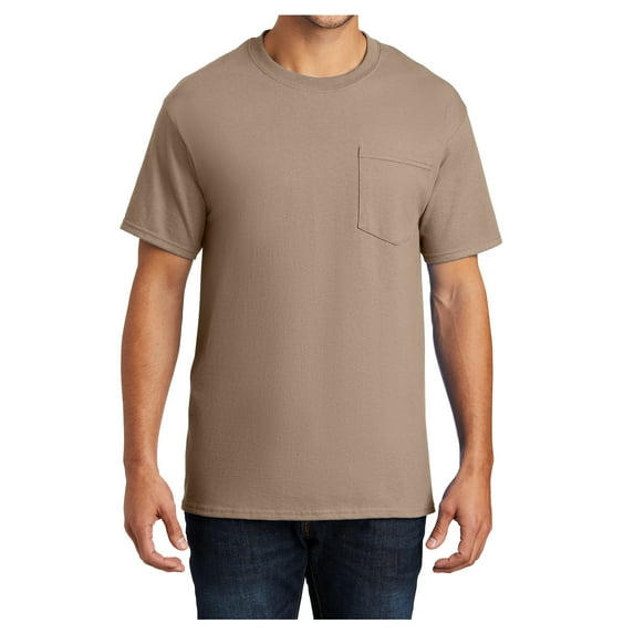 Mens Essential Cotton T Shirt with Pocket Sand L