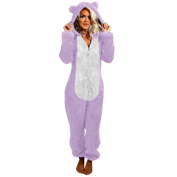 Mens Essentials Juebong Unisex Adult Bear Sleepwear Onesie Winter Pocket Loose Funny Thicken Pajamas