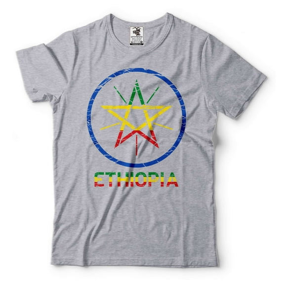Mens Ethiopia shirt Ethiopian Shirt Ethiopian Gifts Ethiopia Patriotic Flag Logo Tee Ethiopia Shirt (XX-Large Grey)