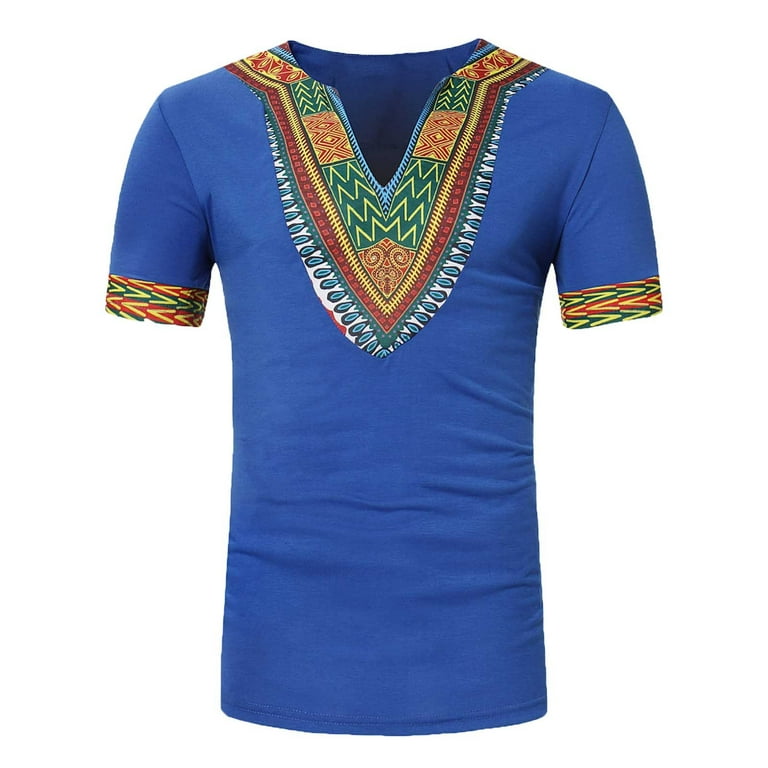 Mens Ethnic Short Sleeve Shirts 2023 Summer Casual Tropical Beach Shirts  Lightweight V Neck Comfort Yoga Tshirt