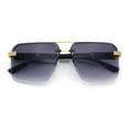 thumbnail image 1 of Mens Euro Mafia Mob Rimless Bevel Lens Oversize Racer Sunglasses [Gold Black - Smoke], 1 of 8