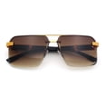 thumbnail image 1 of Mens Euro Mafia Mob Rimless Bevel Lens Oversize Racer Sunglasses [Gold Brown - Brown], 1 of 8