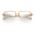 thumbnail image 1 of Mens Euro Mafia Mob Rimless Bevel Lens Oversize Racer Sunglasses [Gold White - Grey Clear], 1 of 8