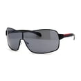 thumbnail image 1 of Mens European Fashion Oversized Curved Shield Sport Metal Rim Sunglasses All Black, 1 of 4