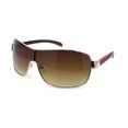 thumbnail image 1 of Mens European Fashion Oversized Curved Shield Sport Metal Rim Sunglasses Gold - Brown, 1 of 4