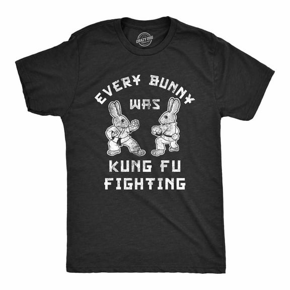Mens Every Bunny Was Kung Fu Fighting T Shirt Funny Graphic Tee Cool Easter Gift Fun Graphic Tees
