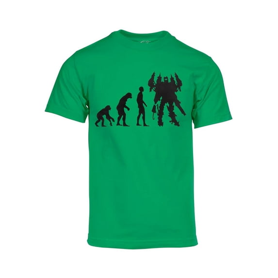 Mens Evolution of Mecha Short-Sleeve T-Shirt - Green - Large