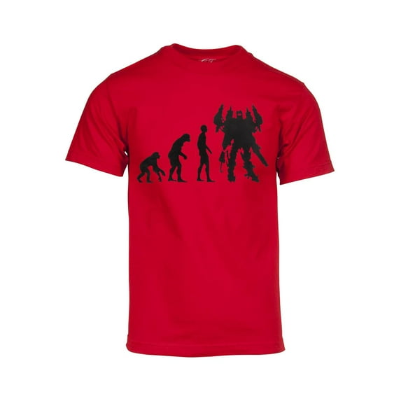 Mens Evolution of Mecha Short-Sleeve T-Shirt - Red - Large