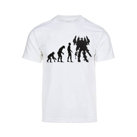 Mens Evolution of Mecha Short-Sleeve T-Shirt - White - Small