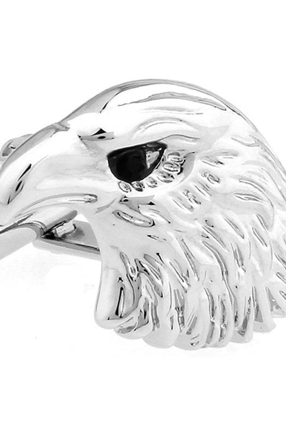 Perfect Cufflinks Regal American Bald Eagle Bird Head, Silver Tone, Comes with Box