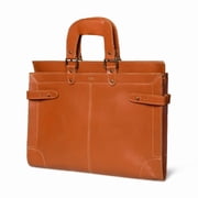 SHARO Mens Laptop Sleeve Executive Leather Briefcase, Golden Orange Top Grain Leather