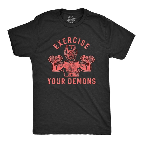 Mens Exercise Your Demons T Shirt Funny Halloween Fitness Workout Devil Graphic Tee Graphic Tees