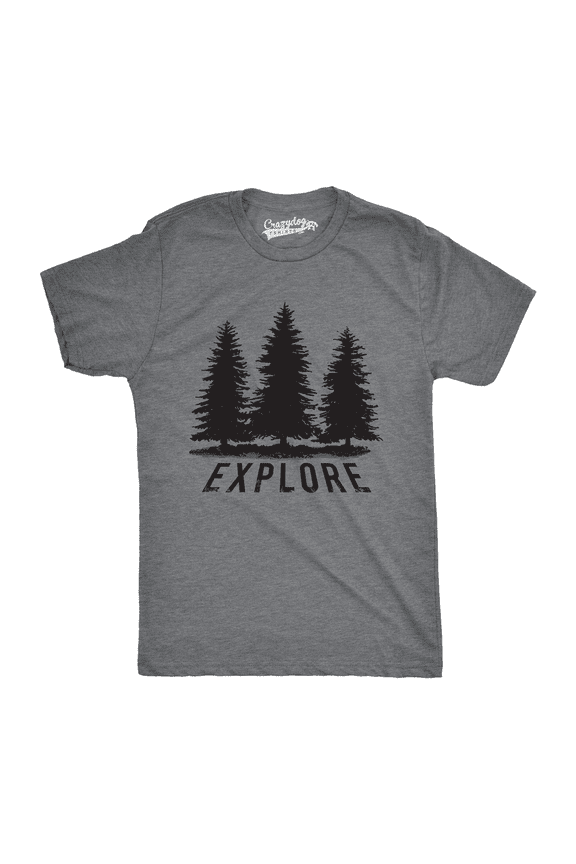 Mens Explore Pine Trees Outdoor Adventure Cool T Shirt Graphic Tees