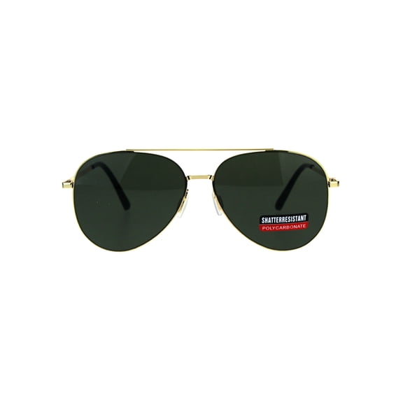 Mens Exposed Edge Luxury Officer Pilots Metal Rim Sunglasses Gold Green