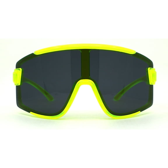 Mens Exposed Lens Oversize Shield Sport Plastic Sunglasses Yellow
