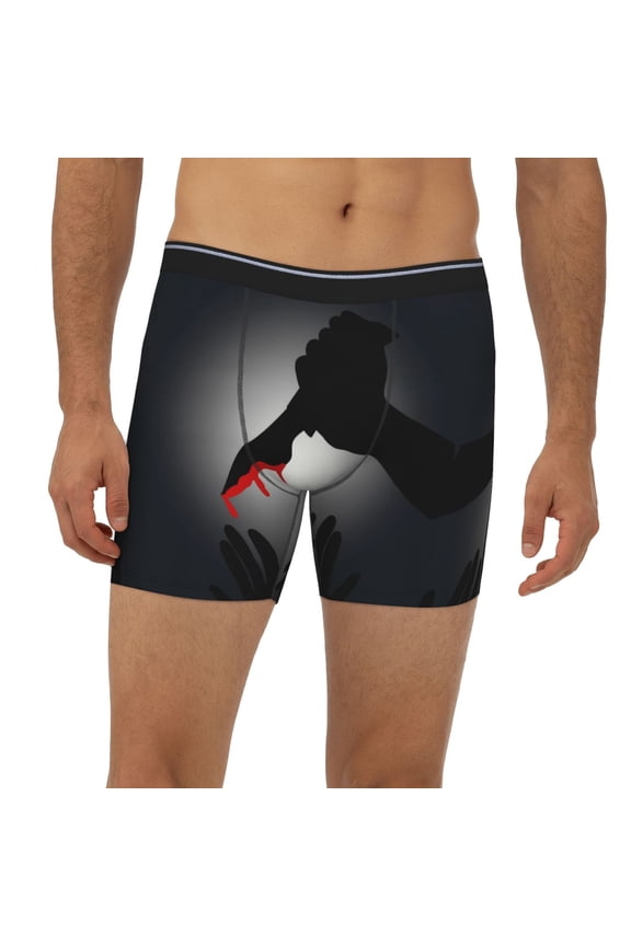 Mens Extended Length Boxer Briefs - A Bloody Knife In His Hand Underwear Boxer Briefs with Elastic Band