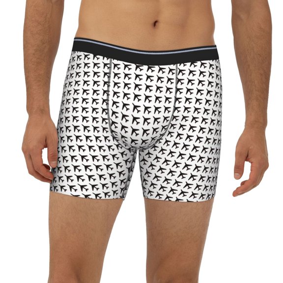 Mens Extended Length Boxer Briefs - Airplane Underwear Boxer Briefs with Elastic Band