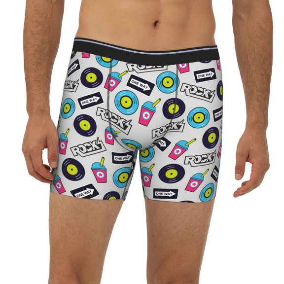 Mens Extended Length Boxer Briefs - American Musical Underwear Boxer Briefs with Elastic Band