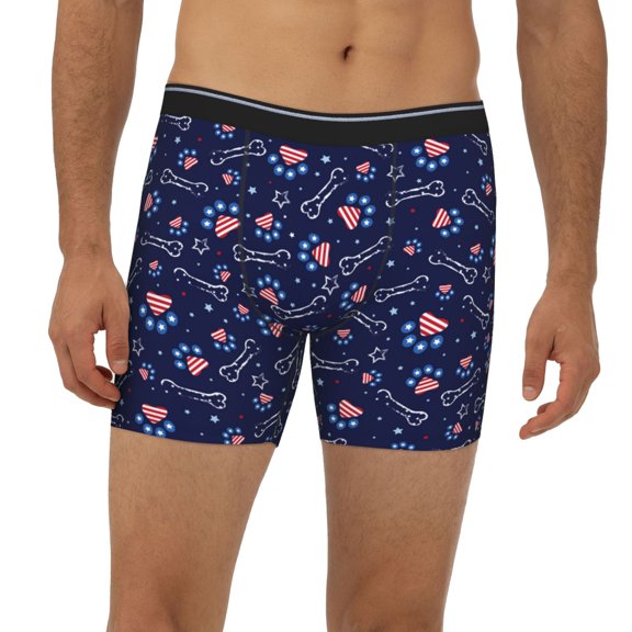 Mens Extended Length Boxer Briefs - Bone And Star For American Underwear Boxer Briefs with Elastic Band