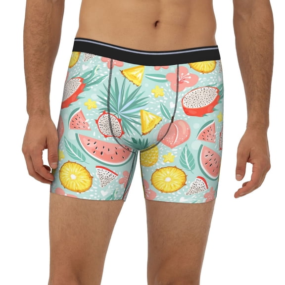 Mens Extended Length Boxer Briefs - Bright Peach Underwear Boxer Briefs with Elastic Band