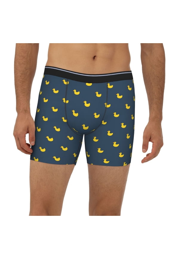 Mens Extended Length Boxer Briefs - Cartoon Ducks Underwear Boxer Briefs with Elastic Band