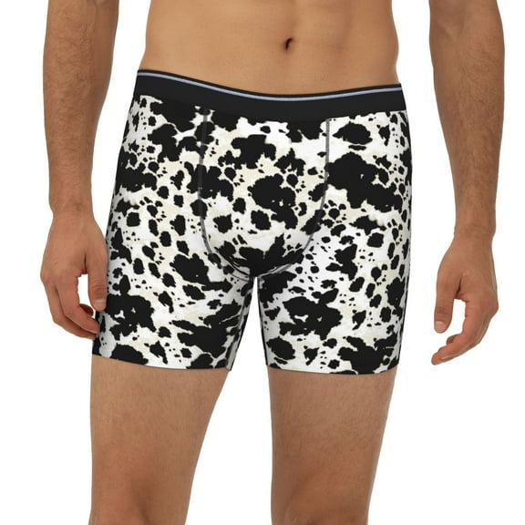Mens Extended Length Boxer Briefs - Cow Skin 1 Underwear Boxer Briefs with Elastic Band