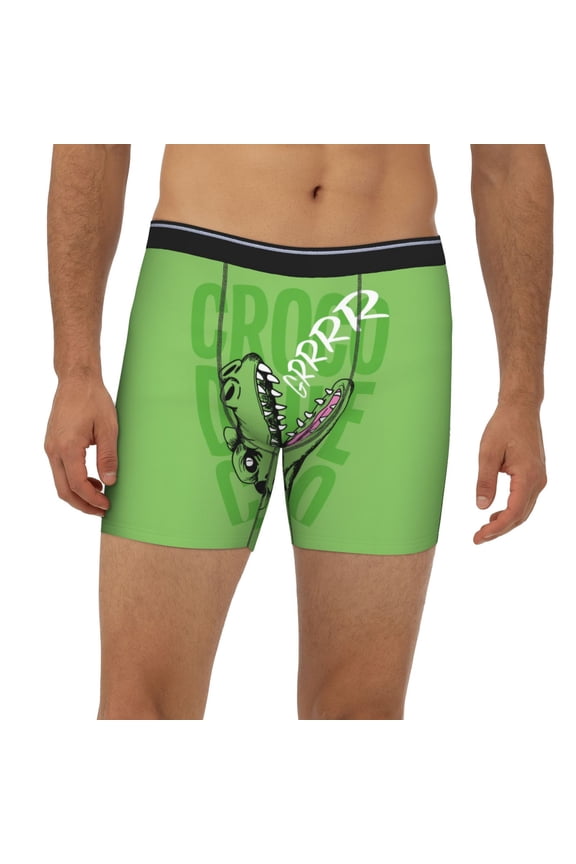 Mens Extended Length Boxer Briefs - Crocodile Head Underwear Boxer Briefs with Elastic Band