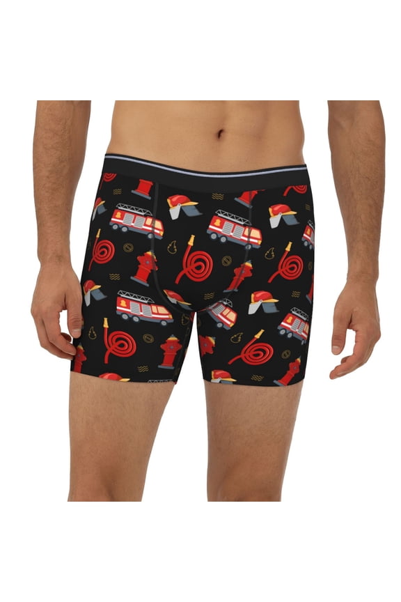 Mens Extended Length Boxer Briefs - Fire Fighting Underwear Boxer Briefs with Elastic Band