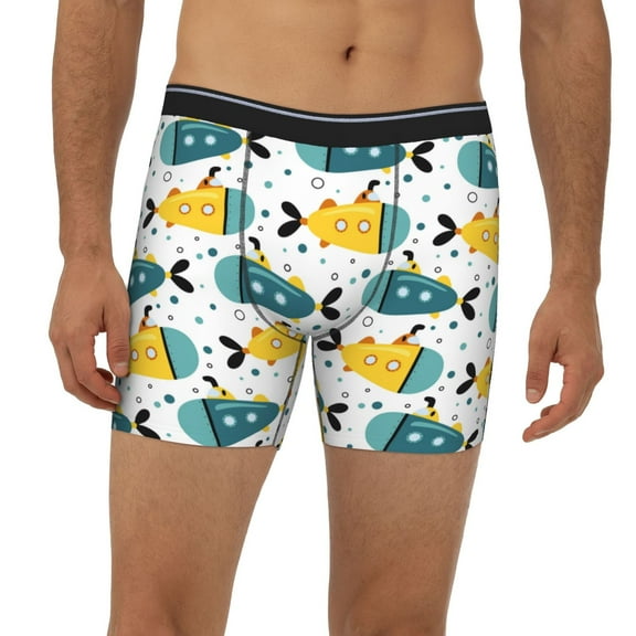 Mens Extended Length Boxer Briefs - Funny Boats Mens Underwear Boxer Briefs with Elastic Band