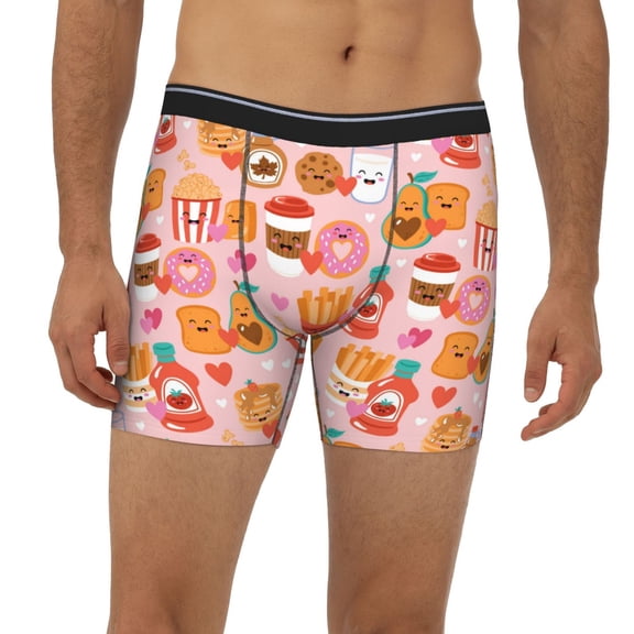 Mens Extended Length Boxer Briefs - Funny Food Underwear Boxer Briefs with Elastic Band