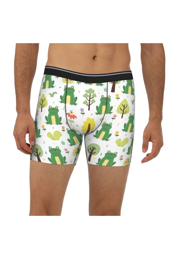 Mens Extended Length Boxer Briefs - Funny Toad Underwear Boxer Briefs with Elastic Band