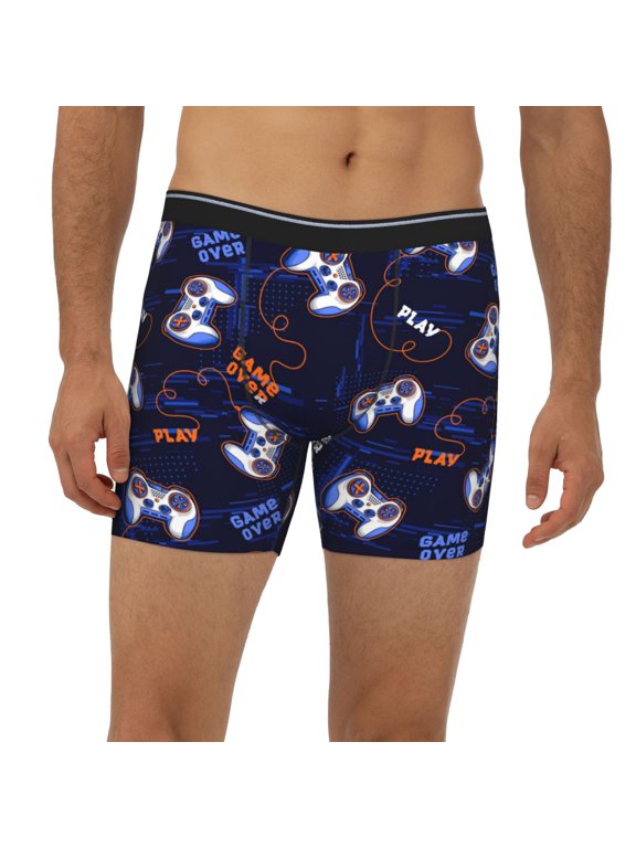 Mens Extended Length Boxer Briefs - Game Pads Underwear Boxer Briefs with Elastic Band