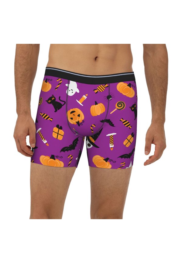 Mens Extended Length Boxer Briefs - Halloween2 Underwear Boxer Briefs with Elastic Band
