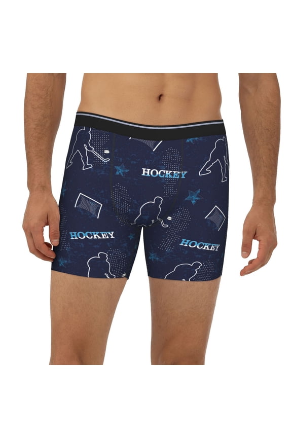 Mens Extended Length Boxer Briefs - Hockey Players Underwear Boxer Briefs with Elastic Band
