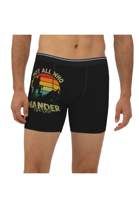 Mens Extended Length Boxer Briefs - Not All Who Wander Are Lost 1 Underwear Boxer Briefs with Elastic Band