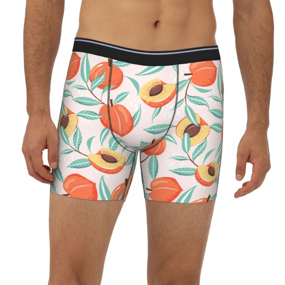 Mens Extended Length Boxer Briefs - Peach Underwear Boxer Briefs with Elastic Band