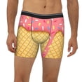thumbnail image 1 of Mens Extended Length Boxer Briefs - Pink Ice Cream Underwear Boxer Briefs with Elastic Band, 1 of 5