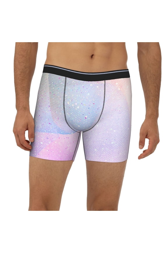 Mens Extended Length Boxer Briefs - Rainbow Party Underwear Boxer Briefs with Elastic Band