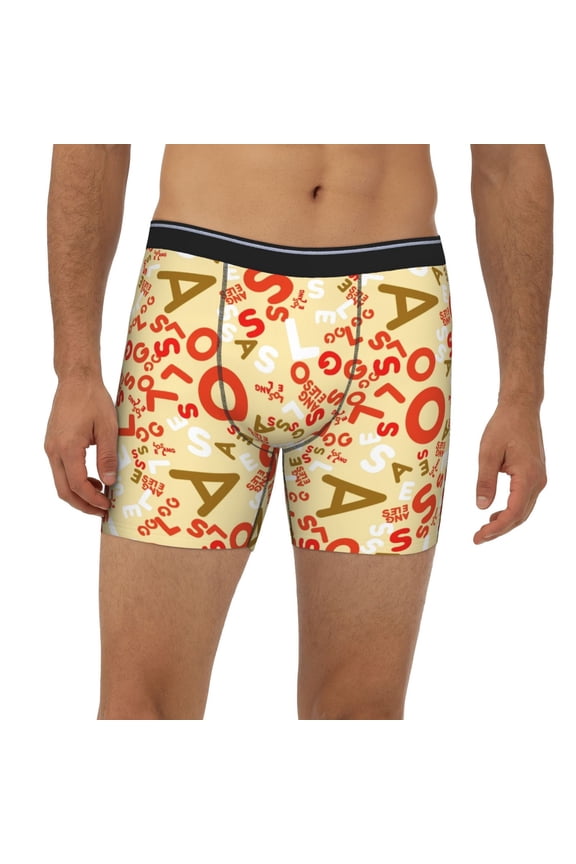Mens Extended Length Boxer Briefs - Scandinavian Alphabet2 Underwear Boxer Briefs with Elastic Band