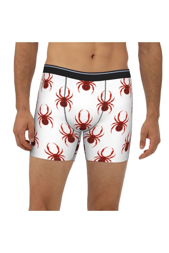 Mens Extended Length Boxer Briefs - Spiders Insects Underwear Boxer Briefs with Elastic Band