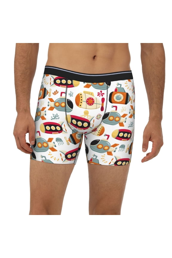 Mens Extended Length Boxer Briefs - Submarines Underwear Boxer Briefs with Elastic Band
