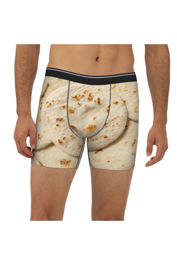 Mens Extended Length Boxer Briefs - Taco Tortillas Underwear Boxer Briefs with Elastic Band